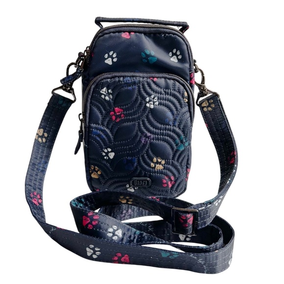 lug Handbags - Lug Skeeter Mini Convertible RFID Crossbody Bag Paws Navy Print